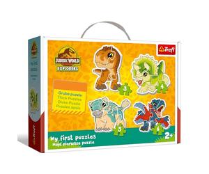 Trefl - Jurassic World, Adorable Dinosaurs - 4 grandi puzzle di forme per bambini piccoli, da 2 a 5 pezzi, per bambini dai 2 anni in su