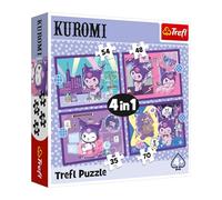 Trefl - Kuromi, Kuromi Day - Puzzle 4 in 1, 4 puzzle, da 35 a 70 pezzi - vari livelli di difficoltà, per bambini dai 4 anni in su