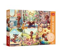 Trefl - La lunga giornata del bassotto - 100 pezzi - Puzzle colorati con animali, intrattenimento creativo, divertimento per bambini dai 5 anni in su