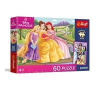 Trefl - Le Principesse Disney, Il potere della corona - Puzzle da 60 pezzi | Puzzle coloratissimi con personaggi delle fiabe, poster, intrattenimento creativo, divertimento per bambini dai 4 anni in su