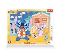 Trefl - Lilo & Stitch, Happy Stitch - Puzzle incorniciati per bambini piccoli, 25 pezzi grandi, cornice e tappetino rigido, con personaggi delle fiabe, per bambini dai 4 anni in su