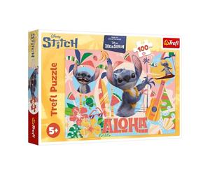 Trefl - Lilo & Stitch, Stitch e i suoi amici in azione - Puzzle da 100 pezzi - Puzzle colorato con i personaggi del film, per bambini dai 5 anni in su