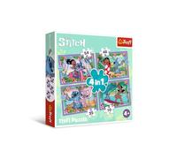 Trefl - Lilo & Stitch, Una Pazza Giornata diLilo & Stitch - Puzzle 4 in 1, 4 Puzzle, da 35 a 70 Pezzi - Diversi Livelli di Difficoltà, Puzzle Colorato con gli Eroi della Fiaba, dai 4 anni