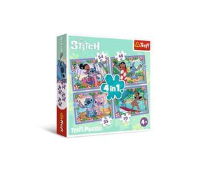 Trefl - Lilo & Stitch, Una Pazza Giornata diLilo & Stitch - Puzzle 4 in 1, 4 Puzzle, da 35 a 70 Pezzi - Diversi Livelli di Difficoltà, Puzzle Colorato con gli Eroi della Fiaba, dai 4 anni
