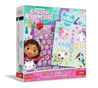 Trefl Ludo, Snakes and Ladders: Gabby's Dollhouse 2 in 1, classico gioco da tavolo per famiglie con i personaggi di Gabi's Cat House, per adulti e bambini dai 4 anni in su, Multicolore, 02938