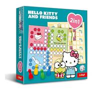 Trefl - Ludo, Snakes and Ladders: Hello Kitty - Gioco 2 in 1, gioco da tavolo per famiglie con Hello Kitty, tabellone double-face, regole semplici, gioco classico per adulti e bambini dai 4 anni in su