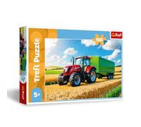 Trefl - Macchine Agricole, Trattore con Rimorchio - Puzzle 100 Pezzi - Puzzle con Veicoli, Intrattenimento Creativo, Divertimento per Bambini dai 5 anni