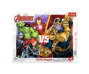 Trefl - Marvel The Avengers, la squadra invincibile dei Vendicatori - Puzzle con cornice per bambini, 25 pezzi grandi, cornice e cuscinetto rigido, con eroi delle fiabe, per bambini dai 4 anni in su