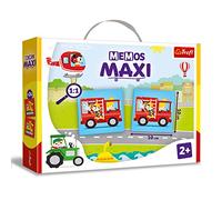Trefl - Memos Maxi Vehicles - Gioco Educativo di Memoria per i Più Piccoli, Trova Coppie di Immagini, Grandi Elementi e Cartone Spesso, Classico Gioco di Memoria per Bambini sopra i 2 anni