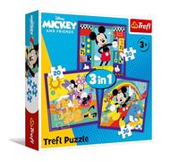 Trefl - Mickey Mouse and Friends, Mickey e la sua allegra banda - Puzzle 3 in 1, 3 puzzle, da 20 a 50 pezzi - Vari livelli di difficoltà, intrattenimento per bambini dai 3 anni in su