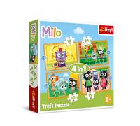 Trefl - Milo, Scopri Milo e i Suoi Amici - Puzzle 4in1, 4 Puzzle, da 12 a 24 Pezzi - Diversi Gradi di Difficoltà, per Bambini dai 3 anni