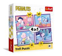 Trefl - Peanuts, È divertente con Snoopy - Puzzle 4 in 1, 4 puzzle, da 35 a 70 pezzi - puzzle colorati con personaggi dei cartoni animati, divertimento per bambini dai 4 anni in su