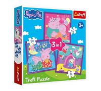 Trefl - Peppa Pig, Le abitudini di Peppa Pig - Puzzle 3 in 1, 3 puzzle, da 20 a 50 pezzi - Vari livelli di difficoltà, intrattenimento per bambini dai 3 anni in su