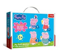 Trefl - Peppa Pig, Little Pig Among Friends - 4 grandi puzzle di forme per bambini piccoli, da 2 a 5 pezzi, per bambini dai 2 anni in su