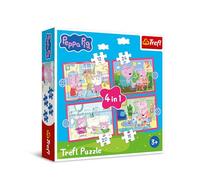 Trefl - Peppa Pig, Peppa ama le avventure - Puzzle 4 in 1, 4 puzzle, da 12 a 24 pezzi - puzzle colorati con personaggi dei cartoni animati, divertimento per bambini dai 3 anni in su