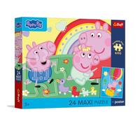 Trefl - Peppa Pig, Piggy Days - 24 puzzle maxi | 24 pezzi grandi, poster originale, intrattenimento creativo, per bambini dai 3 anni in su