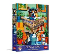 Trefl Premium Plus - Pets & People Stuff: Corgi in bagno - 1000 pezzi, serie Motivi senza tempo, pezzi perfettamente incastrabili, per adulti e bambini dai 14 anni in su