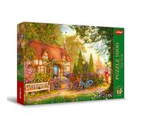 Trefl Puzzle Premium Plus - Tea Time Casetta con tetto di paglia, 1000 pezzi, immagini nostalgiche