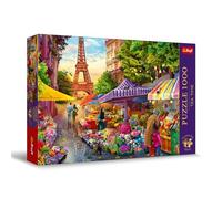 Trefl Premium Plus Quality - Puzzle Tea Time: Mercato dei fiori, Parigi - 1000 Pezzi, Serie di Immagini Nostalgiche Dipinte, per Adulti e Bambini a partire dai 12 Anni