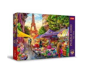 Trefl Premium Plus Quality - Puzzle Tea Time: Mercato dei fiori, Parigi - 1000 Pezzi, Serie di Immagini Nostalgiche Dipinte, per Adulti e Bambini a partire dai 12 Anni