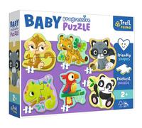 Trefl Primo - Animali Esotici, Puzzle Baby Progressive - 6 Puzzle a Forma Grande, da 2 a 6 Elementi, Il Cartone Più Spessa,Forma Puzzle Simpatica, Divertimento per Bambini dai 2 anni