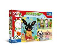 Trefl Primo - Bing, Happy Bing Day - 3in1: Puzzle di 15 elementi molto grandi, Libro da colorare, Gioco con elementi da colorare,con eroi delle fiabe, Divertimento per bambini dai 2 anni