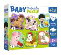 Trefl Primo - Fattoria, Puzzle Progressivo Baby - 6 Puzzle a Forma Grande con Animali, da 2 a 6 Elementi, Cartone più spesso,Forma a Puzzle Amichevole, per Bambini da 2 anni