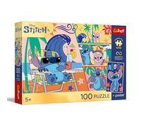 Trefl - Puzzle 100 pezzi, Giornate al mare, Lilo&Stitch, 5+ | Premium Plus UFT, puzzle colorati con personaggi delle fiabe, da unire tra loro, poster da collezione incluso nel set