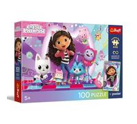 Trefl - Puzzle 100 pezzi, Il colorato mondo dei gatti,Gabby 5+ | Premium Plus UFT, puzzle colorati con personaggi delle fiabe, poster da collezione incluso nel set, intrattenimento creativo