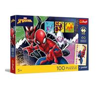 Trefl - Puzzle 100 pezzi, Il ragno eroico, Spiderman, Marvel, 5+ | Premium Plus UFT, puzzle colorati con personaggi delle fiabe, poster da collezione incluso nel set, intrattenimento creativo
