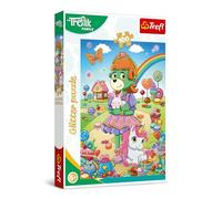 Trefl - Puzzle 100 pezzi, Trefliki glitterati, con glitter, 5+ | Sviluppo della concentrazione e dell’osservazione, glitter, luccicanti, puzzle scintillante con personaggi delle fiabe