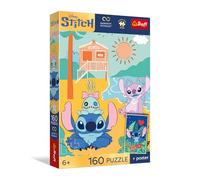 Trefl - Puzzle 160 pezzi, Stitch sull'onda, Lilo&Stitch, 5+ | Premium Plus UFT, Unisci i pezzi, Poster da collezione incluso nel set, Sviluppo della concentrazione e dell’osservazione
