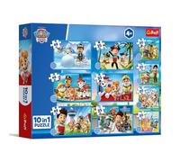 Trefl - Puzzle 20-48 pezzi, 10 in 1: Dzielna Drużyna Psiego Patrolu, 4+ | 10 puzzle, diversi livelli di difficoltà, sviluppo della concentrazione e della percezione, alta qualità, regalo perfetto