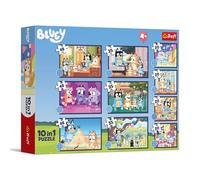 Trefl - Puzzle 20-48 pezzi, 10 in 1: La storia di Bluey, 4+ | 10 puzzle, diversi livelli di difficoltà, sviluppo della concentrazione e della percezione, alta qualità, regalo perfetto