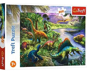 Trefl - Puzzle 200 pezzi, Dinosauri predatori, giungla, 7+ | Sviluppo della concentrazione e dell’osservazione, alta qualità, regalo perfetto, puzzle colorati ricchi di dettagli