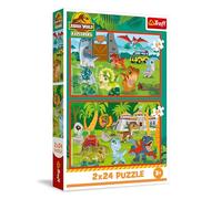Trefl 2in1: Jurassic World, Piccoli Dinosauri-2 x 24 Pezzi, Coppia di Puzzle per Bambini dai 3 anni, Multicolore, 34437