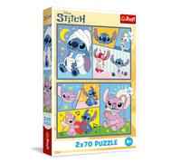 Trefl - Puzzle 2in1: Lilo & Stitch, Con Stitch non ci si Annoia - 2 x 70 Pezzi, Coppia di Puzzle per Bambini dai 4 anni