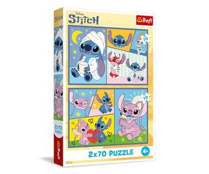 Trefl - Puzzle 2in1: Lilo & Stitch, Con Stitch non ci si Annoia - 2 x 70 Pezzi, Coppia di Puzzle per Bambini dai 4 anni