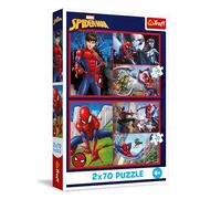 Trefl - Puzzle 2in1: Marvel Spider-man, Storie di Ragnatele - 2 x 70 Pezzi, Coppia di Puzzle per Bambini dai 4 anni