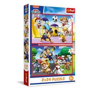 Trefl - Puzzle 2in1: PAW Patrol, Una Giornata di Giochi Canini - 2 x 24 Pezzi, Coppia di Puzzle per Bambini dai 3 anni