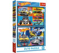 Trefl - Puzzle 2x70 Hot Wheels: macchinine giocattolo - 40-99 Pezzi