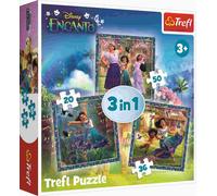 Trefl - Encanto, Eroi del Magico Encanto - Puzzle 3 in 1, 3 puzzle, da 20 a 50 elementi - Puzzle con gli eroi della fiaba Disney Il nostro Magico Encanto, per bambini dai 3 anni in su