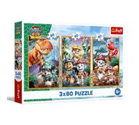 Trefl - Puzzle 3 in 1: Paw Patrol, Dinosaur Heroes | 3 x 80 pezzi, un set di tre puzzle per bambini dai 5 anni in su