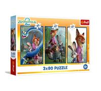 Trefl Puzzle 3 in 1 Zootopia 2 – Indagine sugli animali – 3x80 pezzi – per bambini da 5 anni