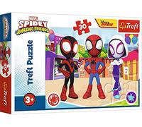 Trefl - Puzzle 30 pezzi, Le avventure di Spidey e dei suoi amici Marvel, 3+ | Sviluppa la concentrazione e l’osservazione, alta qualità, puzzle con i personaggi delle fiabe, regalo perfetto
