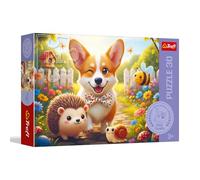 Trefl - Puzzle 30 Una giornata con il Corgi, Puzzle con gli animali, 3+ | Sviluppa la concentrazione e l’osservazione, alta qualità, puzzle con i personaggi delle fiabe, regalo perfetto