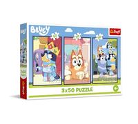 Trefl - Puzzle 3in1: Bluey, La Famiglia di Bluey - 3 x 50 Pezzi, Confezione con Tre Puzzle per Bambini dai 4 anni