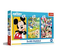 Trefl 3in1: Disney, Il Team di Topolino-3 x 80 Pezzi, Confezione con Tre Puzzle per Bambini dai 5 anni, multicoloured, 34887