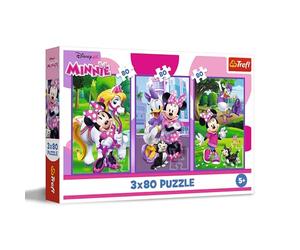 Trefl - Puzzle 3in1: Disney, Minni e i suoi amici - 3 x 80 Pezzi, Confezione con Tre Puzzle per Bambini dai 5 anni