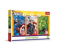 Trefl 3in1: Marvel The Avengers, Il Tuo Eroe-3 x 50 Pezzi, Confezione con Tre Puzzle per Bambini dai 4 anni, Multicolore, 34891